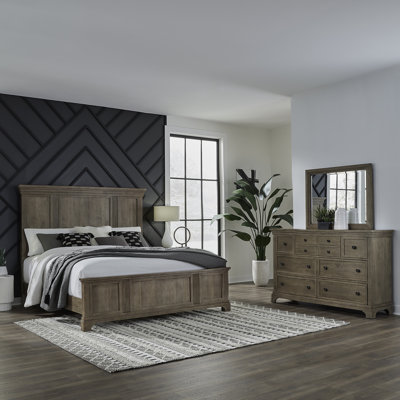 Kamoura Queen Panel Bed, Dresser & Mirror