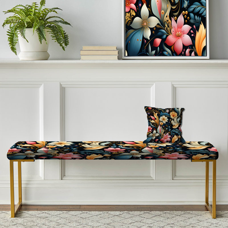 Banc rembourré or, Modern Boho Paisley Pattern