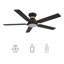 52'' Smart Ceiling Fan With Remote, Light Kit Included, Works With Google Assistant, Amazon Alexa, And Siri Shortcuts.-1874156305
