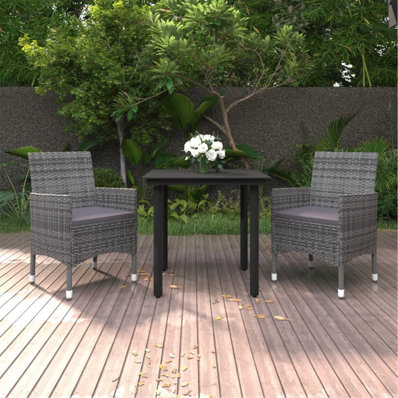 Drashti Square 4 - Person 31.5" Long Dining Set with Cushions, Gray, Dark Gray, 2