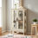 Armoire vitrée 2 portes avec portes en verre trempé avec panneau arrière en miroir et tablettes réglables