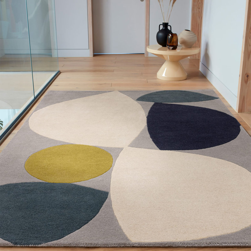Gina Mid Century Area Rug, Rectangle  160 x 230 cm, Blue/Grey