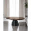 Table basse ovale de style contemporain avec motif de parquet et base de tambour, finition noire, salon principal
