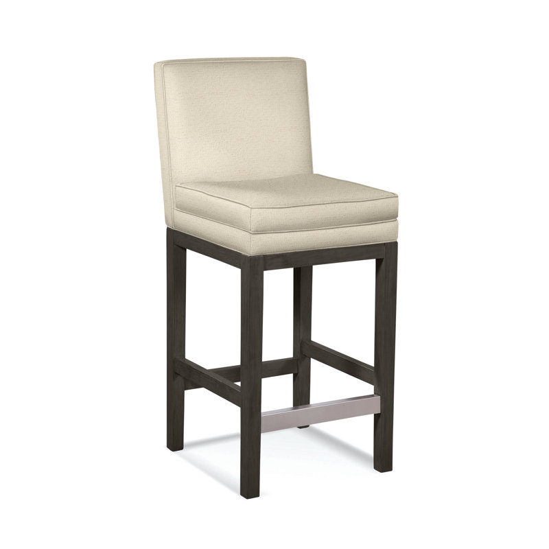 Upholstered Stool, Ivory Crypton Performance; 0886-91, Nickel Finish