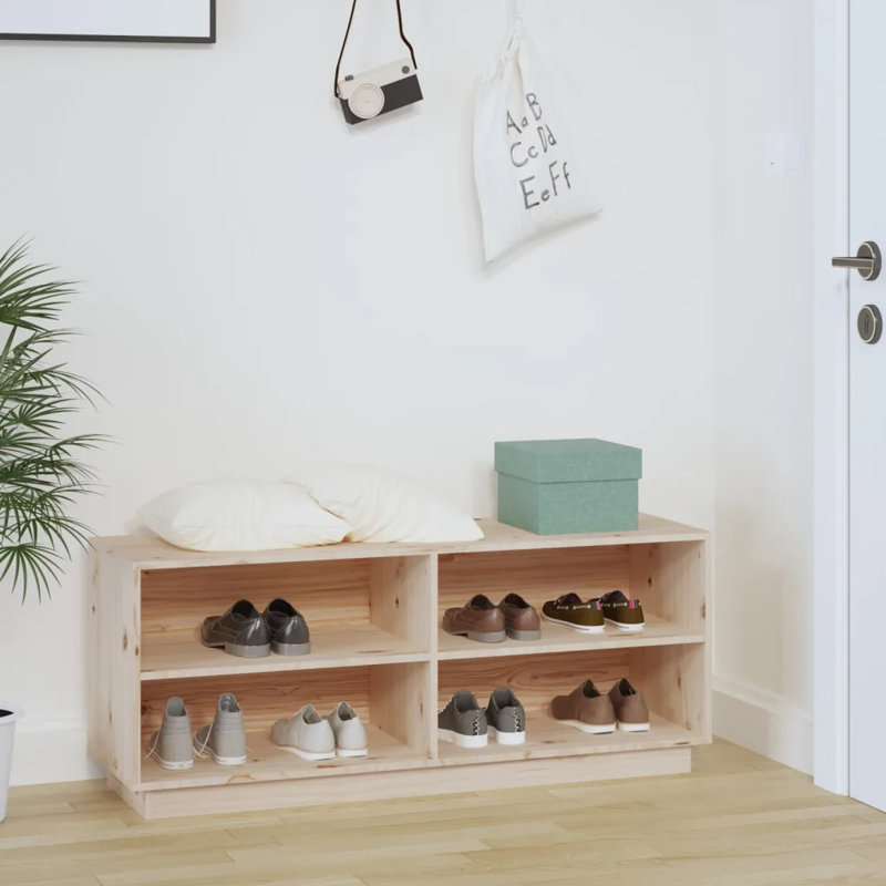 12 Pair Solid Wood Shoe Rack, Brown