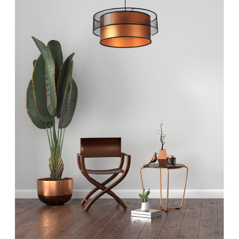 Kawamoto 1 - Light Silver Drum Pendant, Coppery