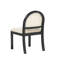 Ensemble de 2 chaises de salle à manger, chaise d'appoint rembourrée avec dossier en rotin naturel tissé et pieds en bois massif, noir