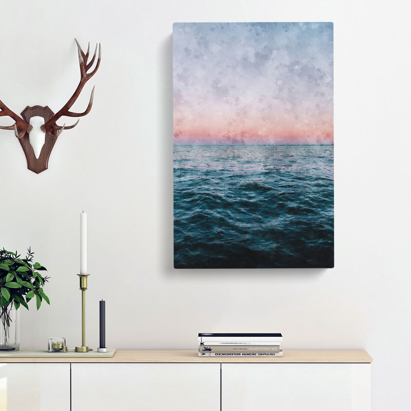 Moon Above The Vast Ocean - Wrapped Canvas Print, 60cm H x 40cm W x 3cm D