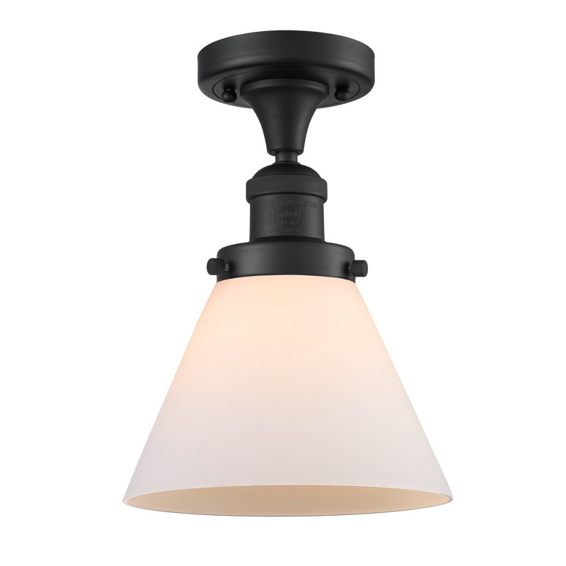 Plafonnier semi-encastré 1 lumière Cone, Grainé, Ampoule non incluse, Noir mat