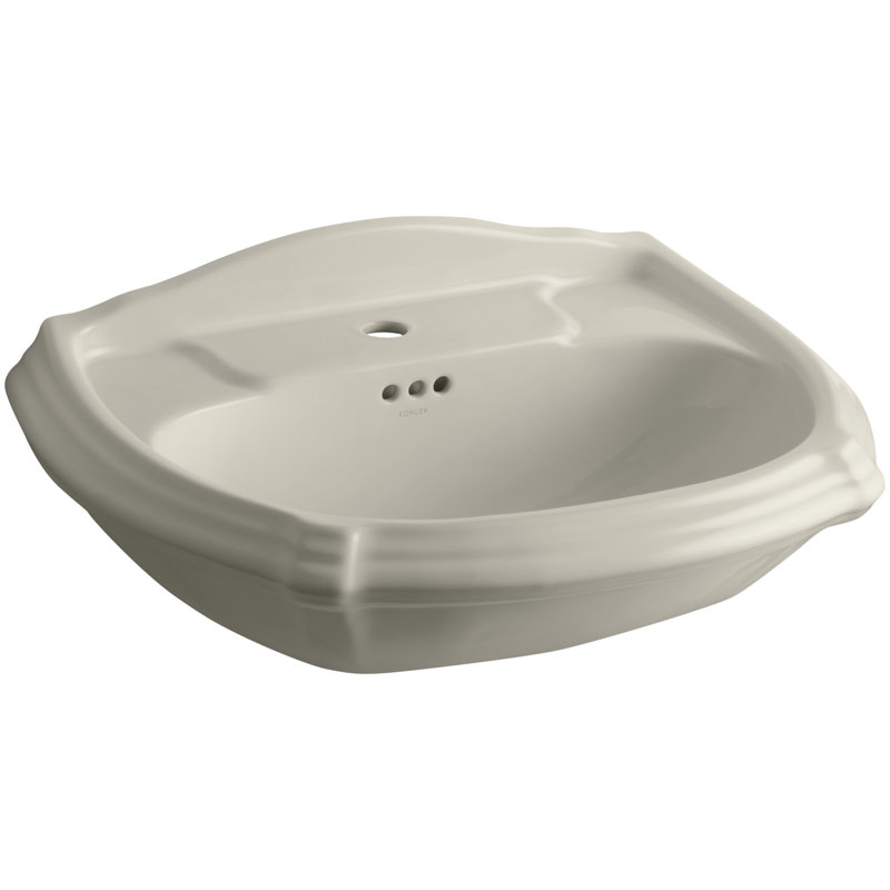 Lavabo de salle de bain en forme de U en porcelaine vitrifiée Portrait, Banc de sable, Robinets monotrou