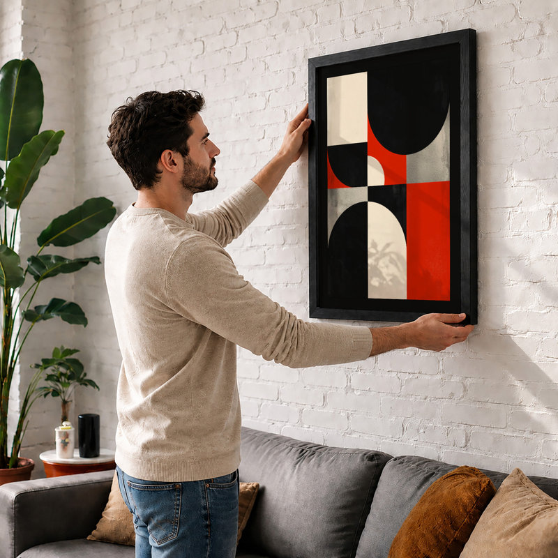 Dynamic Geometry Geometric - Framed Print, A4 - 29.7 x 21.0 cm, Walnut