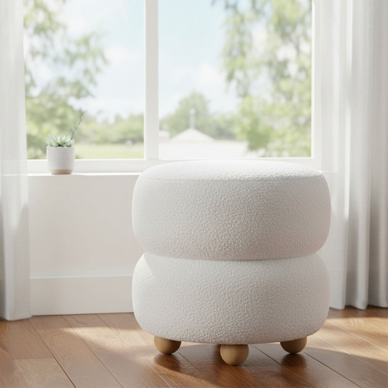 39cm Wide Cylinder Solid Colour Footstool Ottoman