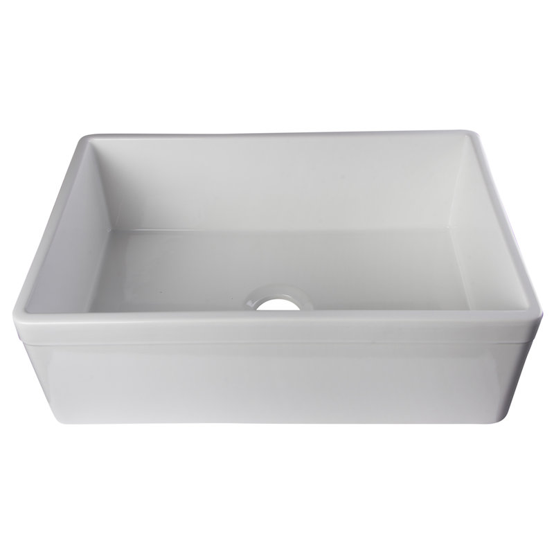 29.88'' L Single Bowl Fireclay Kitchen Sink, White
