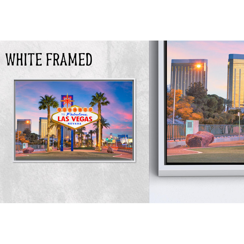 Toile imprimée: vue de Las Vegas, art urbain du Nevada, décoration murale élégante, toiles à cadre blanc 1P