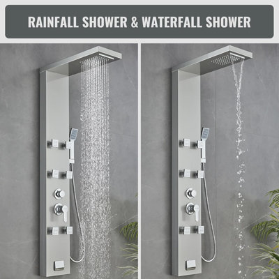 Bathroom Round Shower Faucet Set With Tub Spout, 8 Inch Wall Mounted Rainfall Shower System, High Pressure Shower Faucet Combo Set with Rough-In Valve, Chrome Finish
