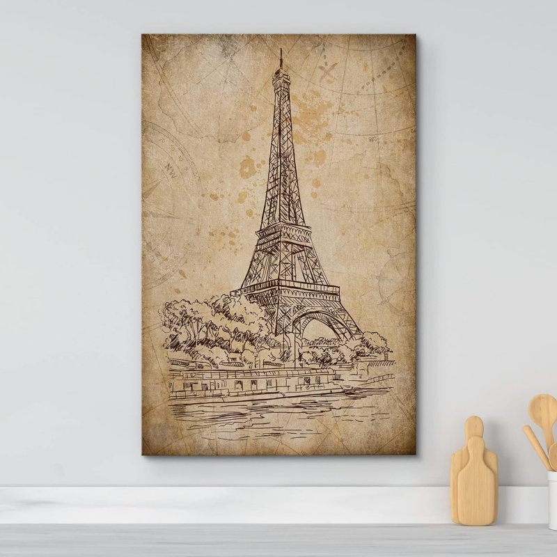 Rétro rétro, Tour Eiffel, Paris, France, sur toile, H 18 po x l 12 po x P 1,5 po