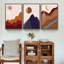 Sun Moon and Mountains - Ensemble de 3 peintures sur toile encadrées-1813718679