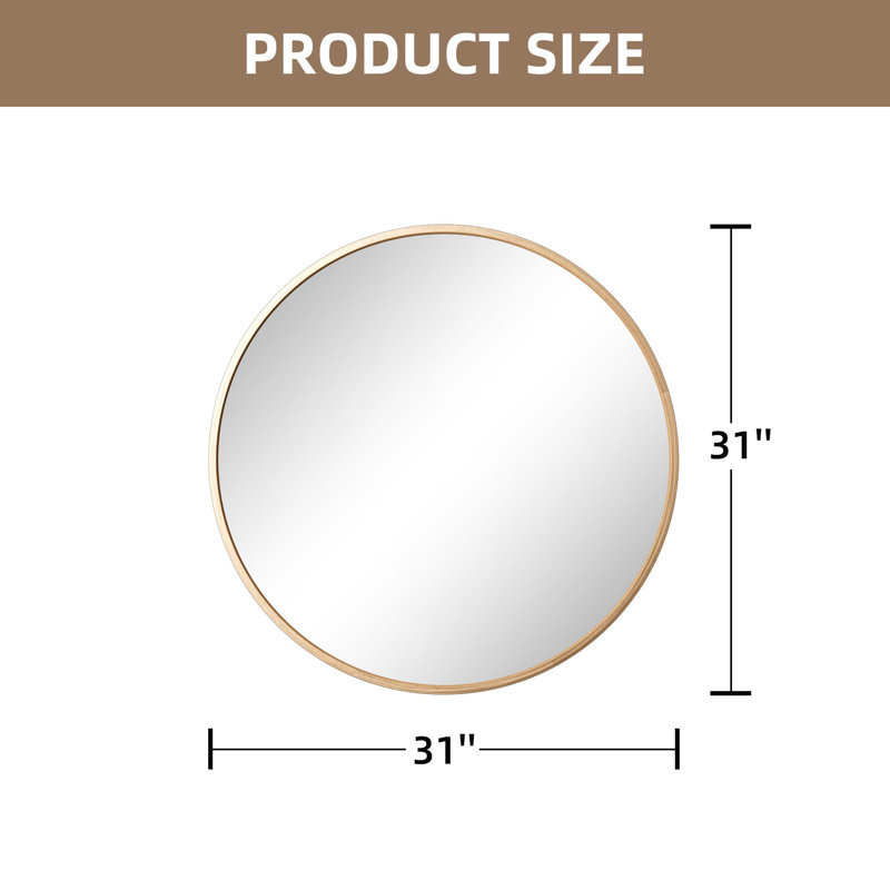 Metal Round Wall Mirrors, Gold, 31" x 31"