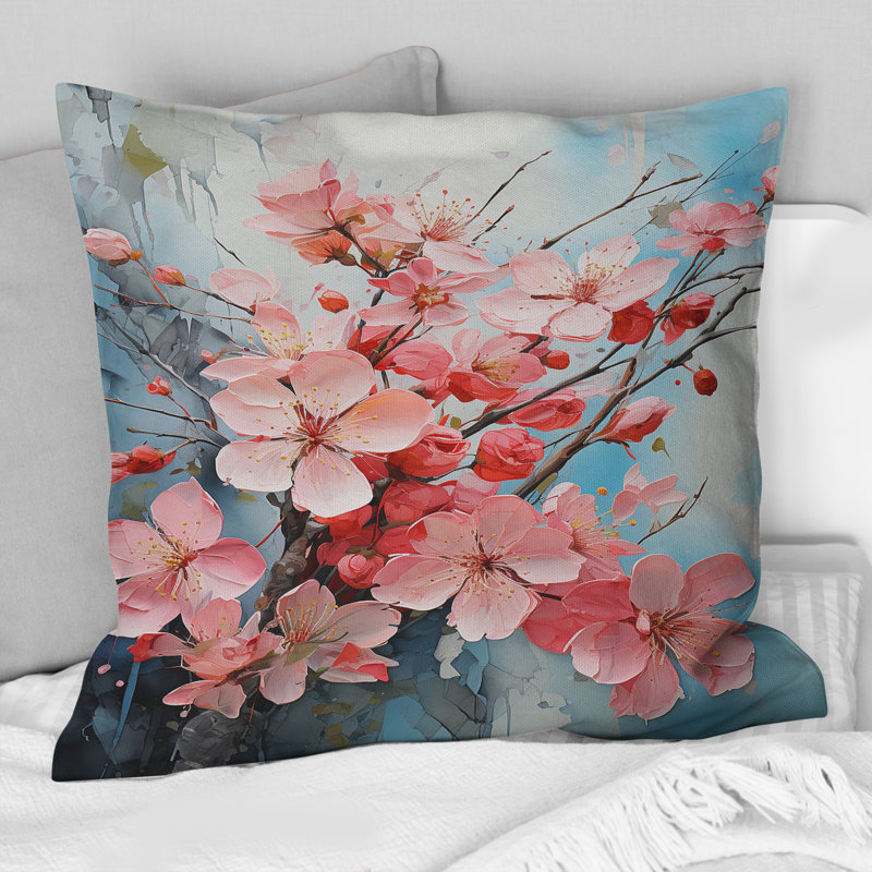 Coussin rose imprimé "Apple Blossom Collage III"