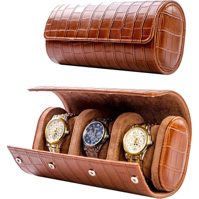 3 Watch Travel Case Classic Leather Watch Case With Superb Texture 3 Watch Travel Case Classic Leather Watch Case With Superb Texture
