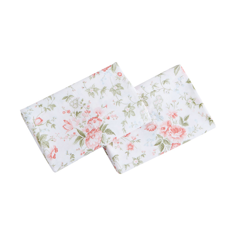 Laura Ashley Printed Cotton Sateen Pillowcase Set, Lilian Coral