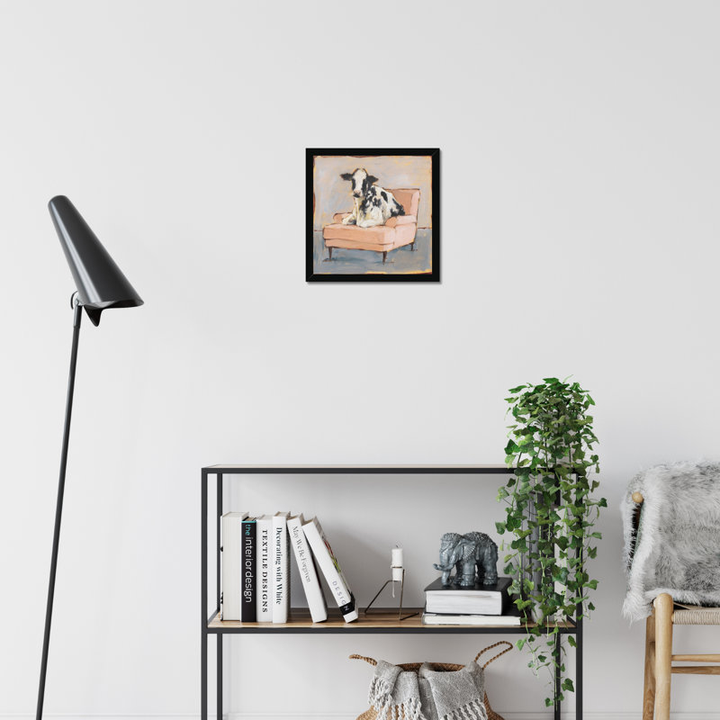 Moo-ving In II by Ethan Harper - Painting, 34cm H x 34cm W x 2.3cm D, Black Framed Paper Print