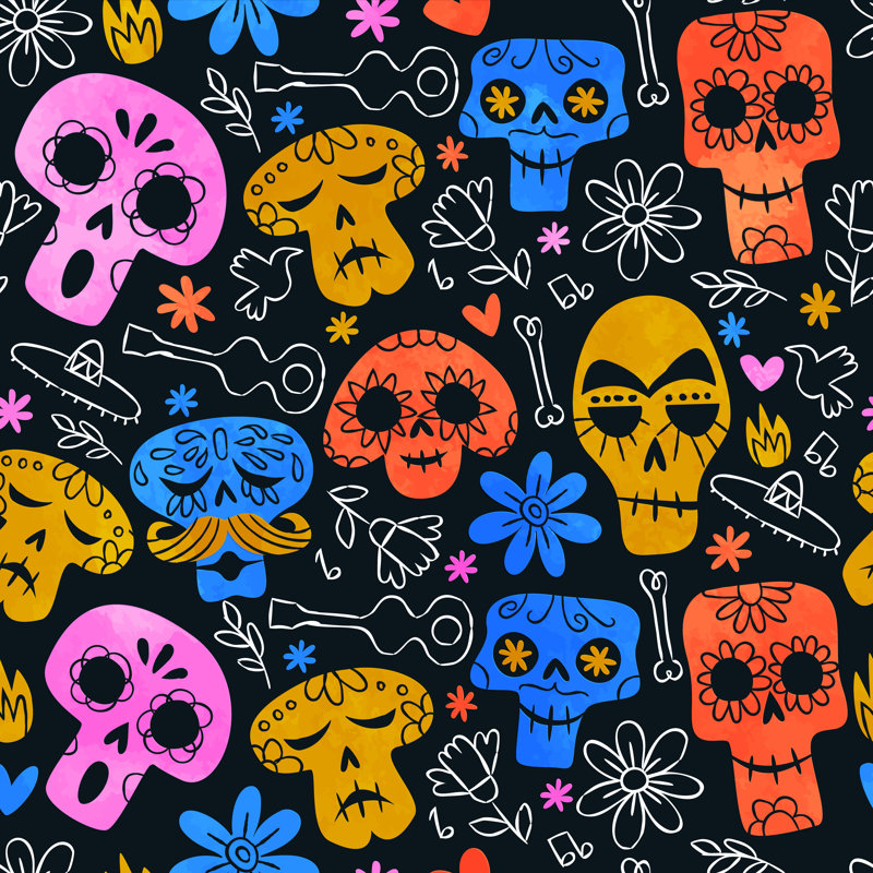 Lexander " Mexican Skull Pattern ", 12" H x 12" W  