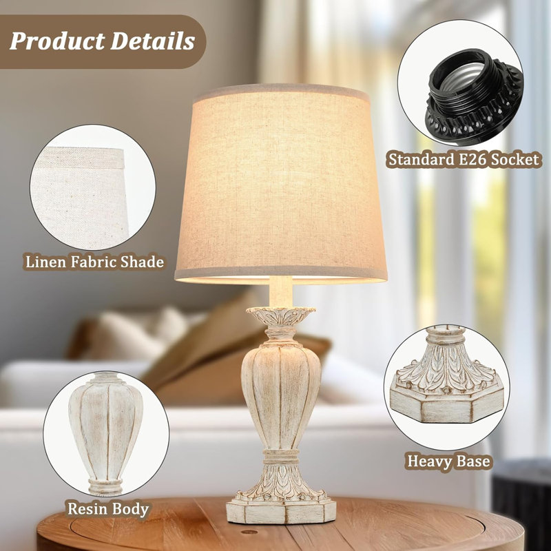  Ensemble de 2 lampes de table pour la chambre à coucher, 18 po
