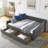 Full Size Daybed with Drawers Upholstered Tufted Sofa Bed, with Button on Back and Copper Nail-709070411