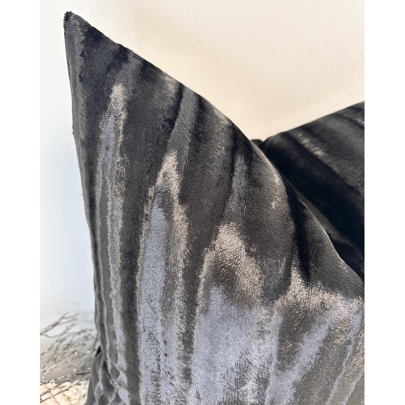Abstract Square Throw Cushion Cover, Black