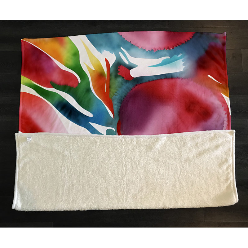 Throw Blanket, 51" W x 60" L, Floral/Abstract, Pink/Blue/Green/Orange