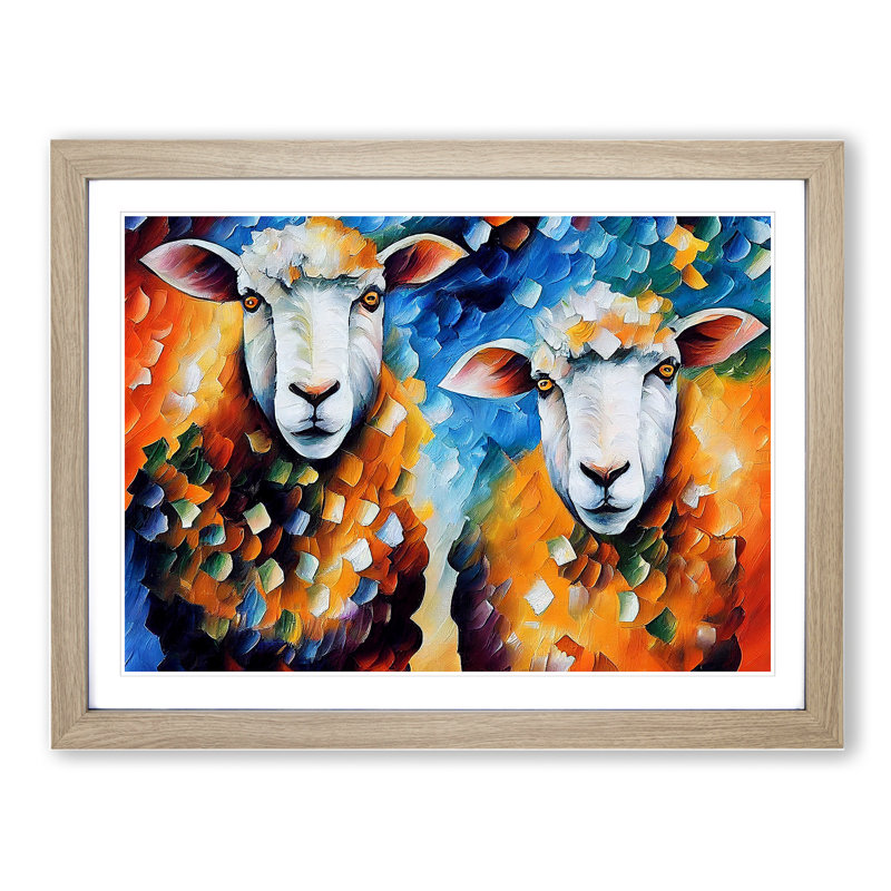 Sheep Vol.3 Abstract - Framed Print, 46cm H x 64cm W x 2cm D, Oak