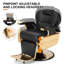 Fauteuil de coiffeur à hauteur réglable noir et doré, fauteuil de salon inclinable à poids hydraulique