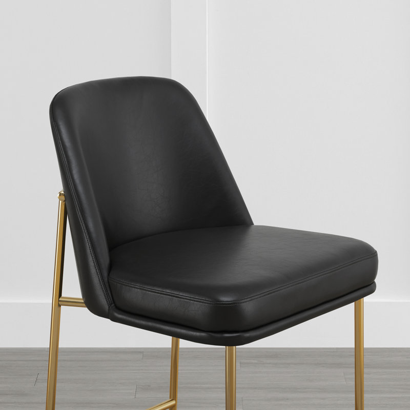 Angelick Upholstered Counter Stool with Metal Frame, Black, Gold