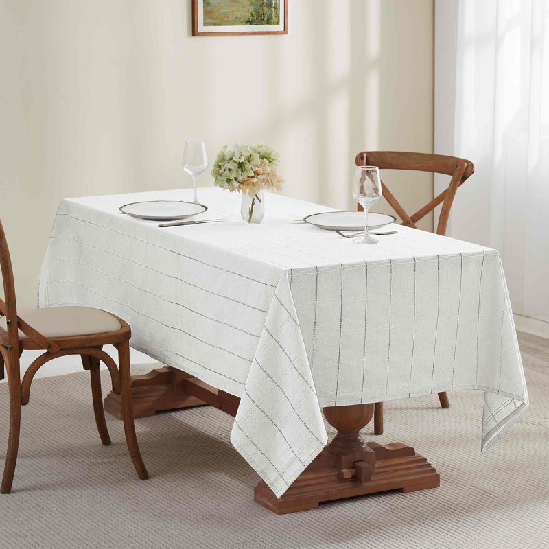 Izod Chadwick Linen Lurex Tablecloth, White, 84" L x 60" D