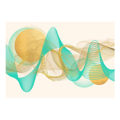 Murale abstraite pelez et collez - Vagues de paillettes turquoise