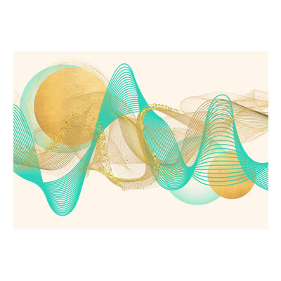 Peel & Stick Abstract Wall Mural - Turquoise Glitter Waves