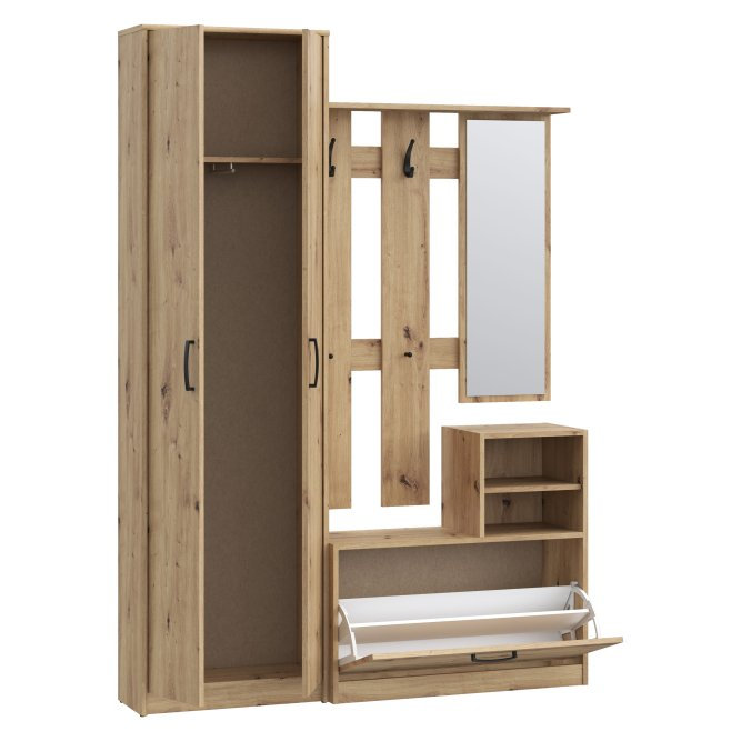 Charlyse 135cm Wardrobe Hallway Set with Mirror - Artisan Oak Effect