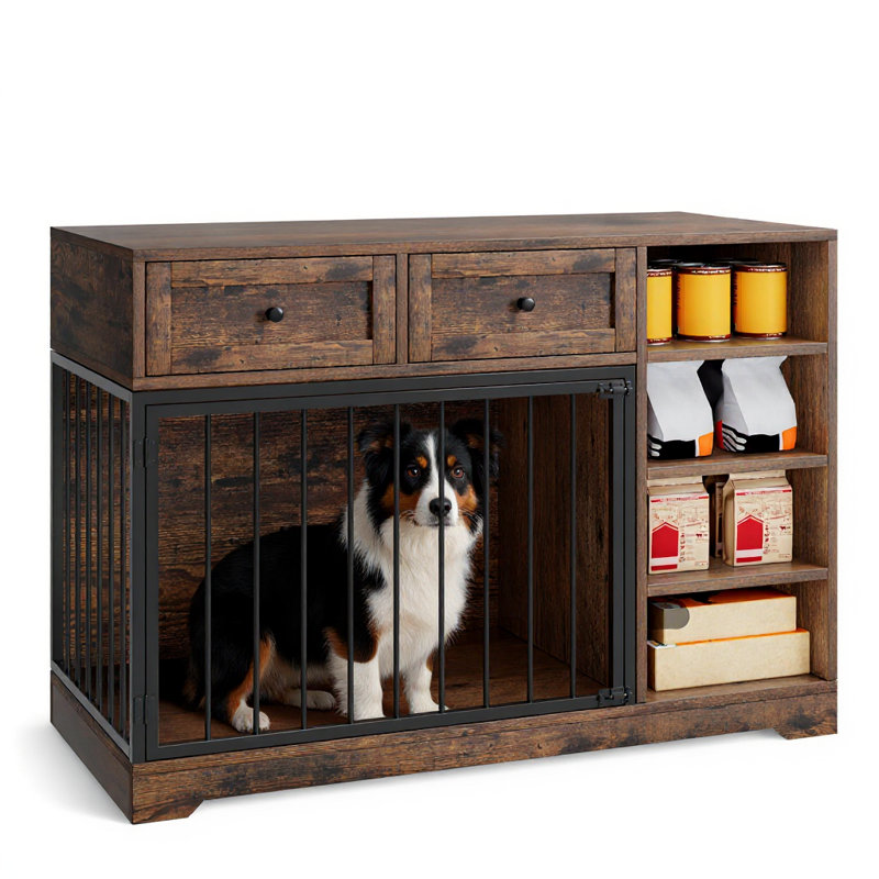 Meuble pour chien avec 2 tiroirs et 4 tablettes, 47 po, Brun