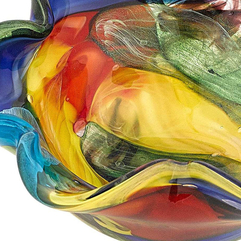 Multicolor Art Glass Floppy Centerpiece Dessert Bowl
