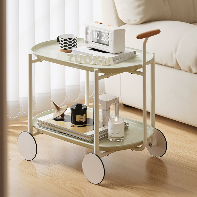 Moon Storage Cart (Green) Nordic Internet Celebrity Mobile Trolley Kitchen Simple Double Storage Shelf Living Room Sofa Storage Shelf