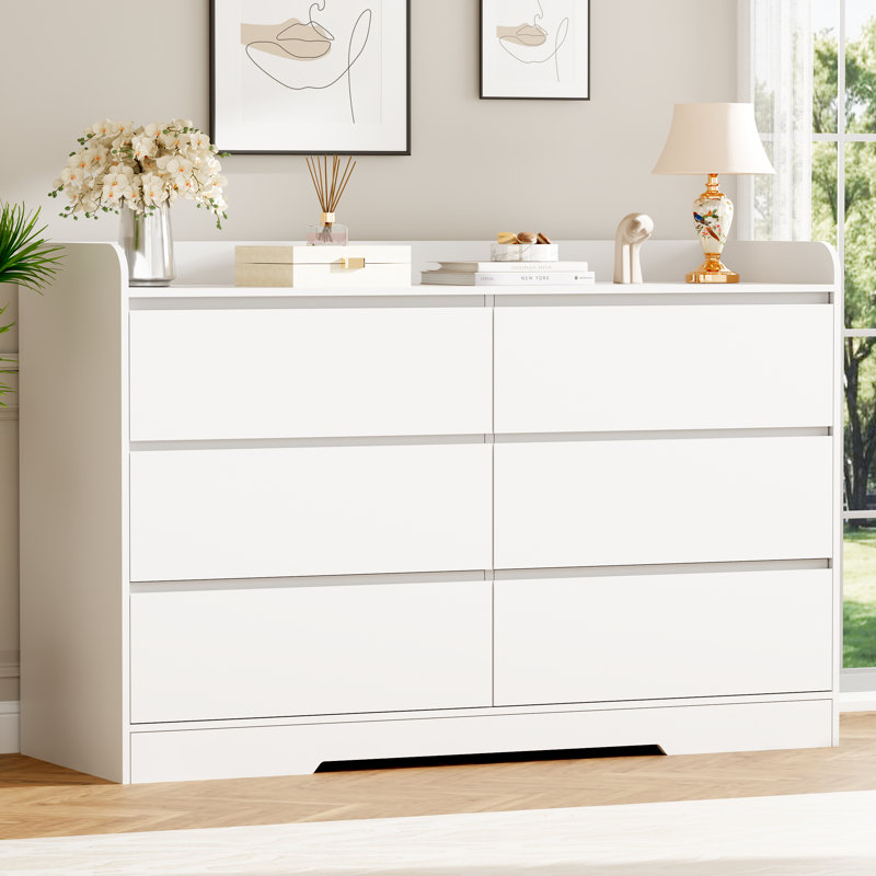Commode double 6 tiroirs, l 47,2 po, Blanc