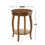 Table d'appoint ronde avec 1 tiroir et rangement ouvert, noyer-1443992777