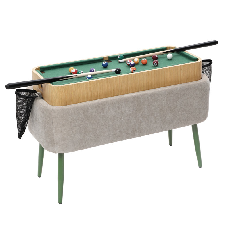 Upholstered Storage Bench with Removable Mini Pool Table and Hidden Storage