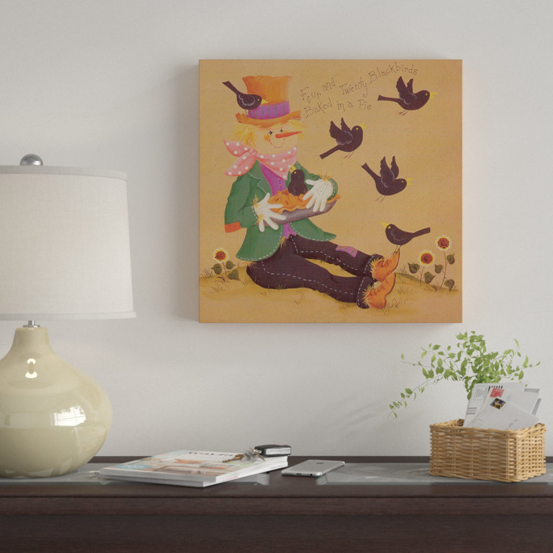 « épouvantail mangeoire », art sur toile, H 14 po x l 14 po x P 2 po
