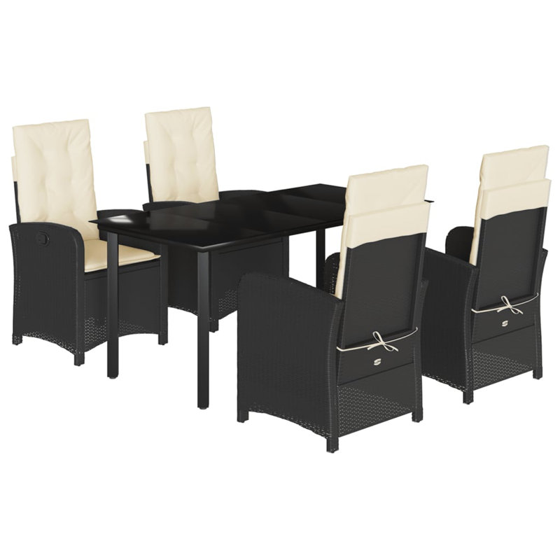 Ensemble de salle à manger de jardin d'extérieur noir et blanc crème