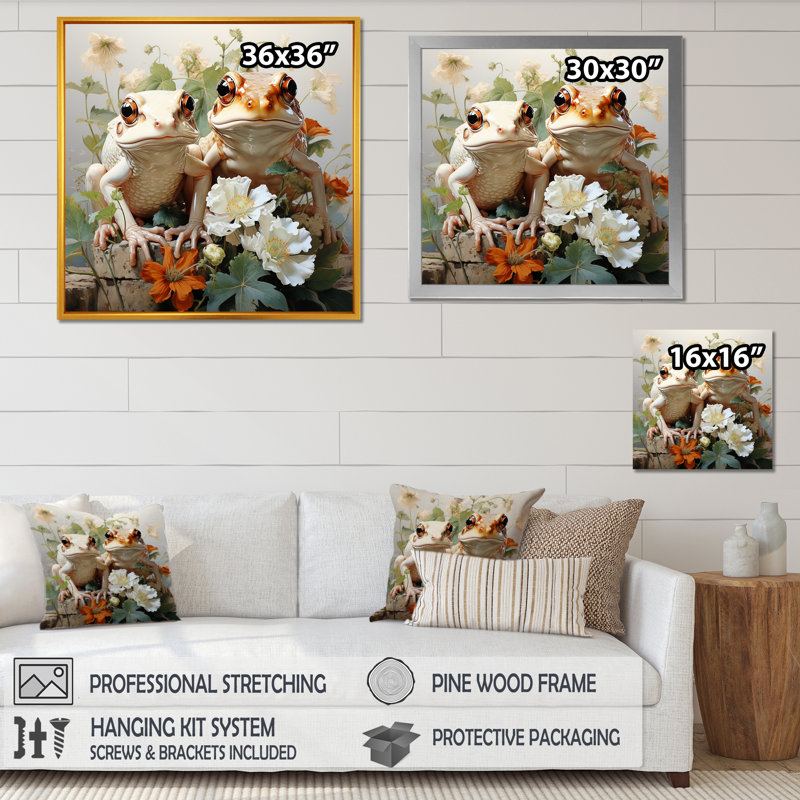«Contemporary Frog Serenity II», reproduction sur toile, Cadre naturel flottant, H 36 po x l 36 po x P 1,5 po