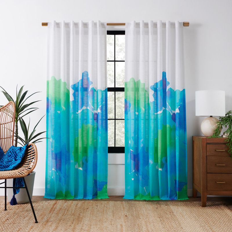 Rochelle Porter Bleu mer des Caraïbes 50 x 108, L 50 po x L 108 po
