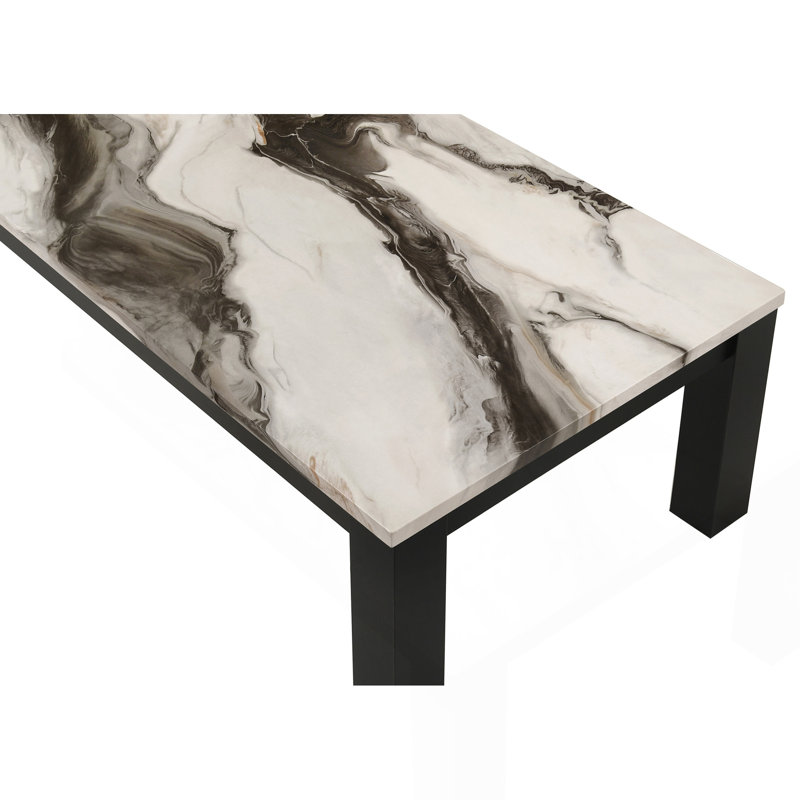 Modern Luxury 3-Piece Living Room Table Set Faux Marble Table Top Cocktail Table and Two Matching End Tables Wooden Furniture