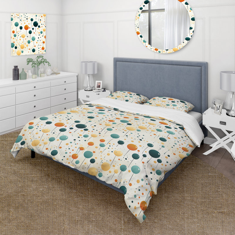 Ensemble de housse de couette à motif de pois Natures Palette, Housse de couette pour grand lit et 2 taies décor